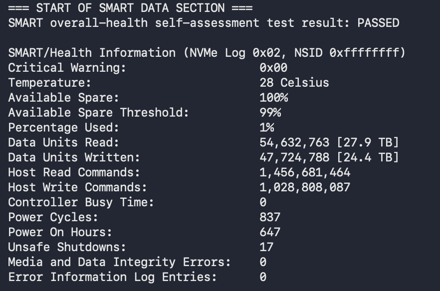 MacBook SSD  健康度自我診斷： smartmontools 數據深度解析與 NVMe 壽命評估指南