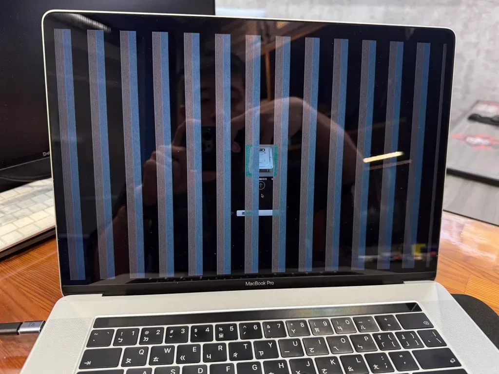 MacBook Pro 螢幕出現整片垂直粗條紋