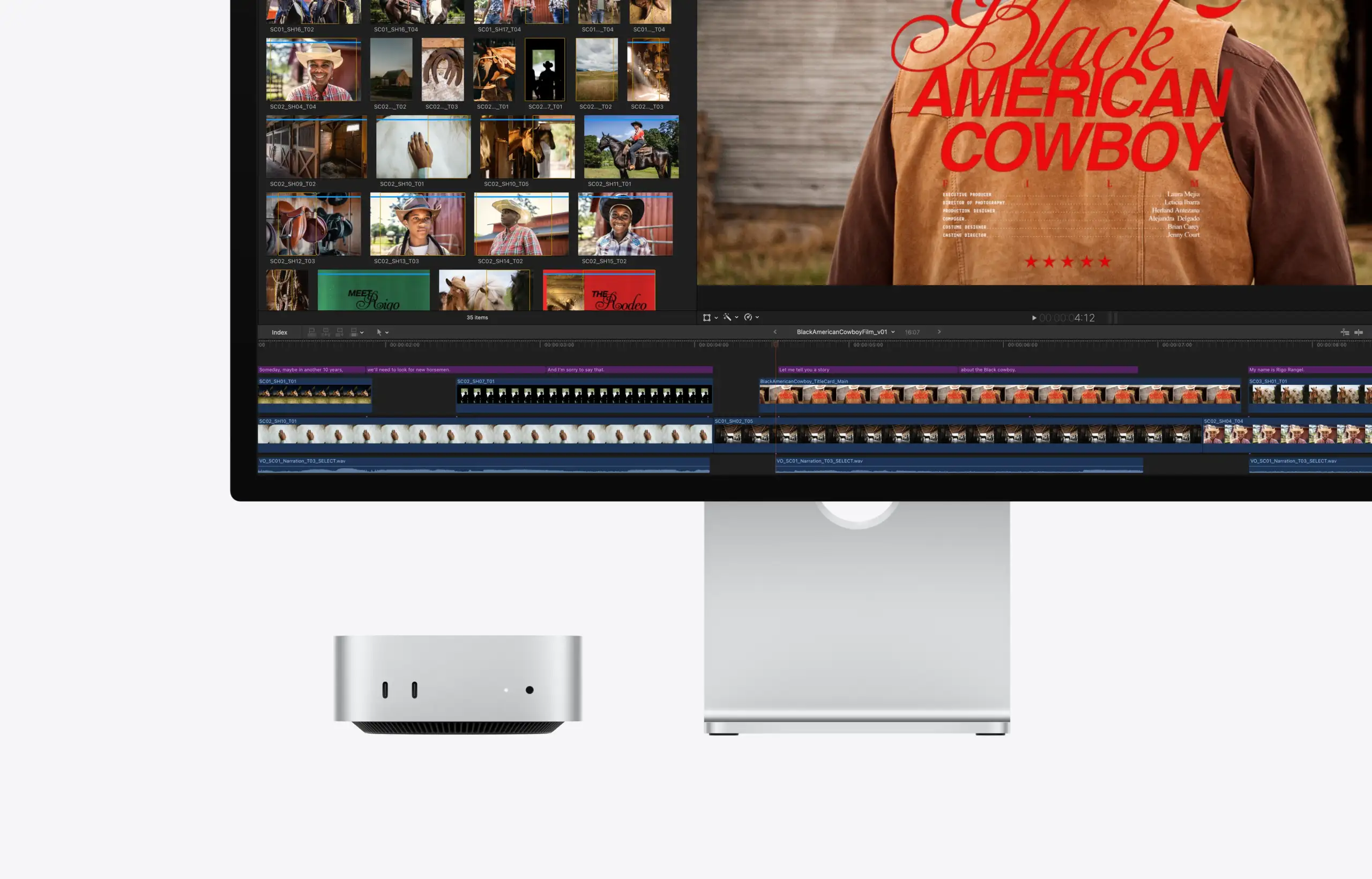 M6 Mac mini 搭配 Final Cut Pro 剪輯影片工作畫面