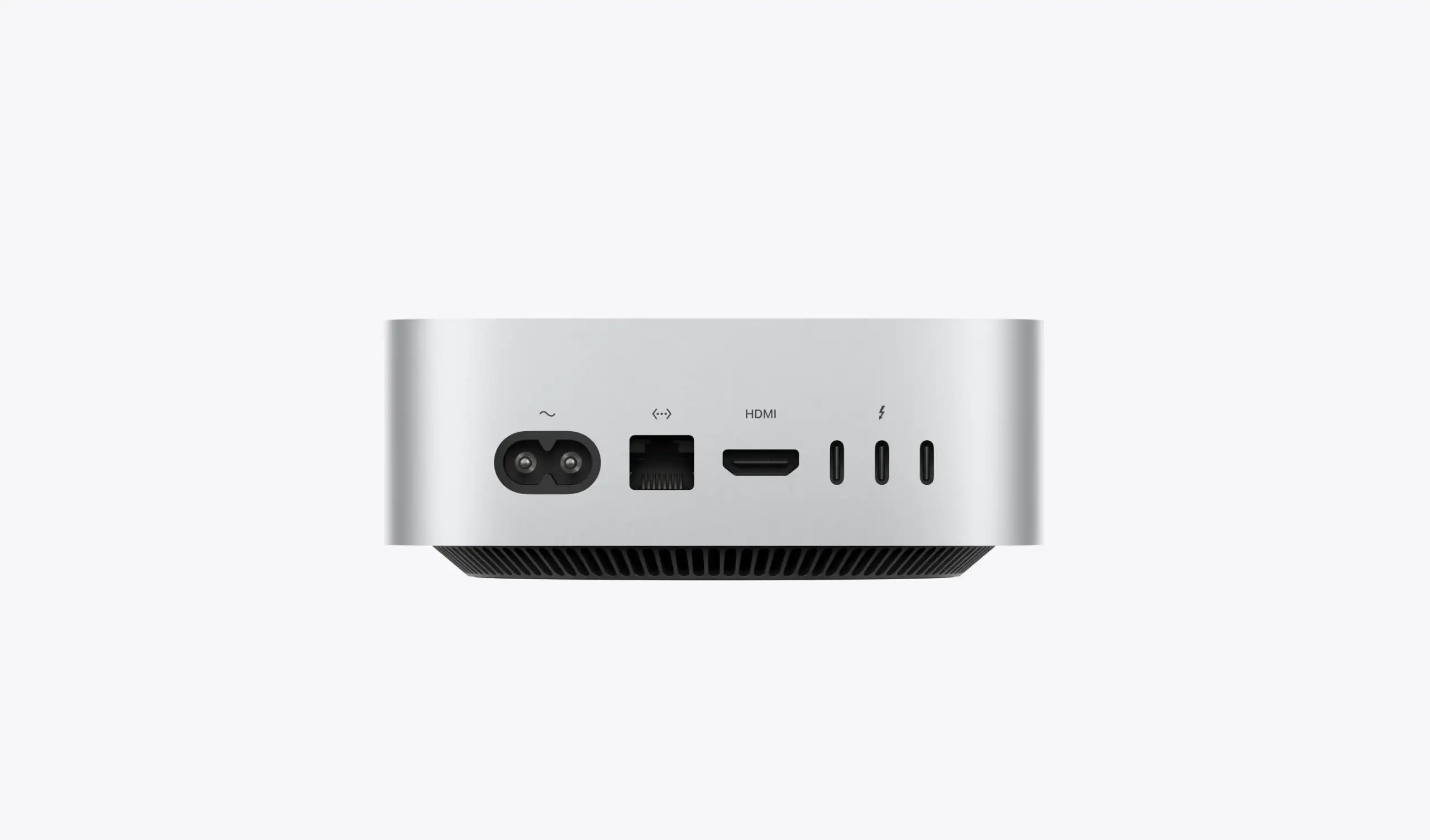 M6 Mac mini 背面 Thunderbolt、HDMI 與乙太網路連接埠